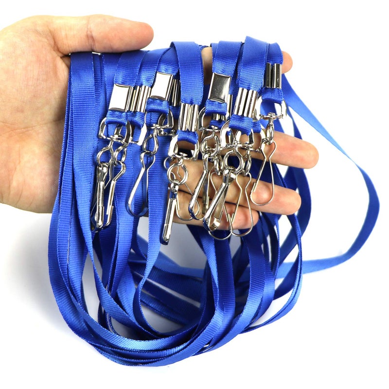 Ollain Bulk Lanyards Premium Cruise Lanyard Nylon Badge Lanyards Id Holder Perfect for Office, Kids, Teachers (Blue, 50 Pack) - Image 4